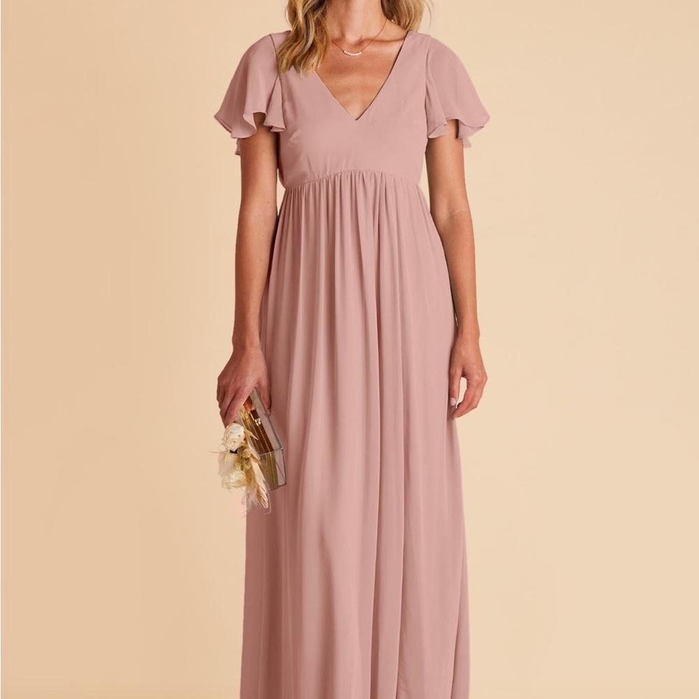 Birdy Grey Blush Pink Maxi Dress with Flutter Sleeves